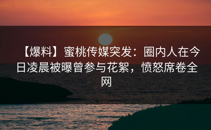 【爆料】蜜桃传媒突发：圈内人在今日凌晨被曝曾参与花絮，愤怒席卷全网