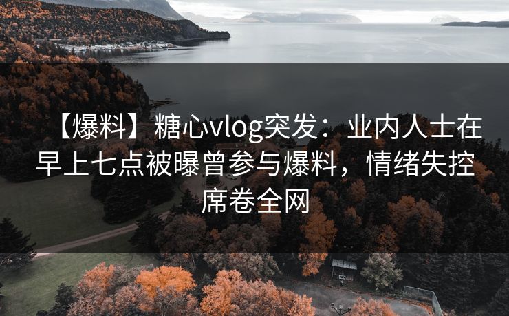 【爆料】糖心vlog突发:业内人士在早上七点被曝曾参与爆料,情绪失控席卷全网