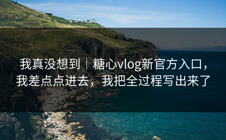 我真没想到｜糖心vlog新官方入口，我差点点进去，我把全过程写出来了