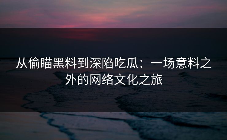 从偷瞄黑料到深陷吃瓜：一场意料之外的网络文化之旅